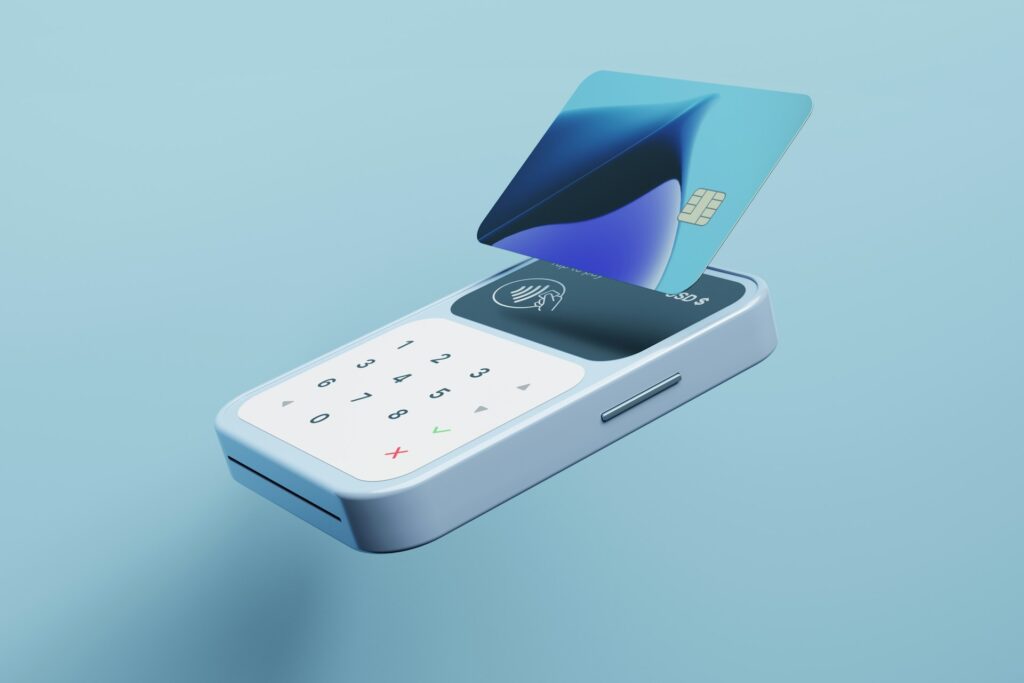 An aesthetic payment representation of a card reader and a card